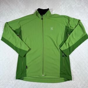Haglofs Polartec Waffle Mid weight Fleece Full Zip Green Jacket Women’s Sz XL